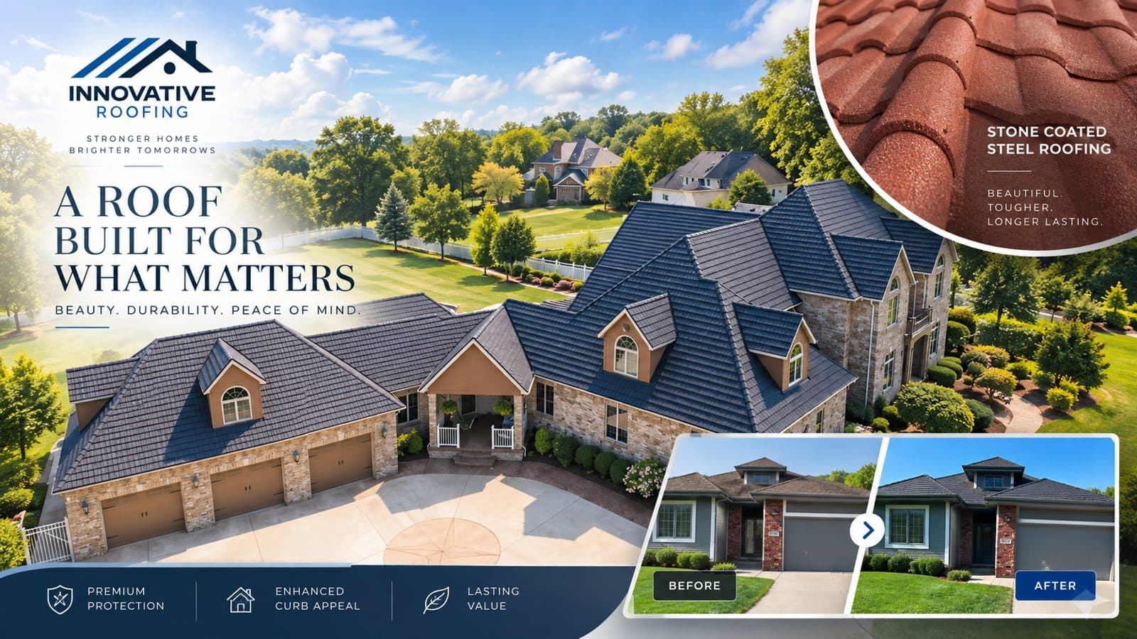 Innovative Roofing stone-coated steel roofing — premium protection, curb appeal, and lasting value for Midwest homes